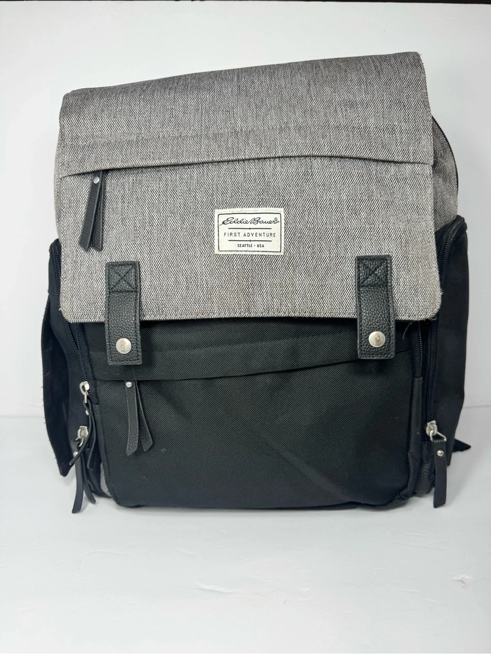 Eddie Bauer Diaper Bag Backpack Lots of Storage Bottle Wipes Diapers Compact